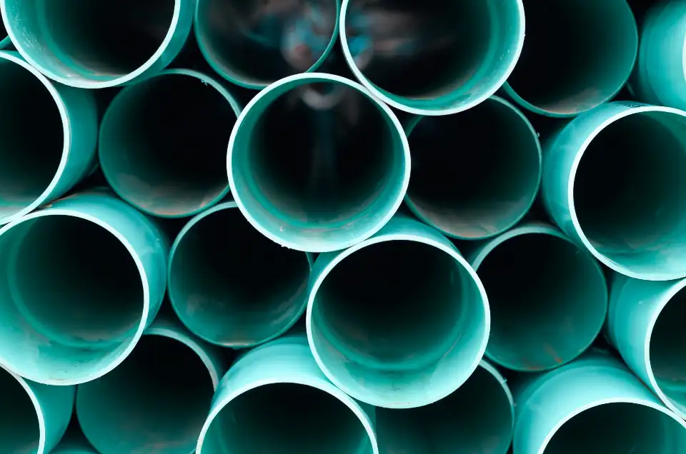 Stacked plastic drain pipes